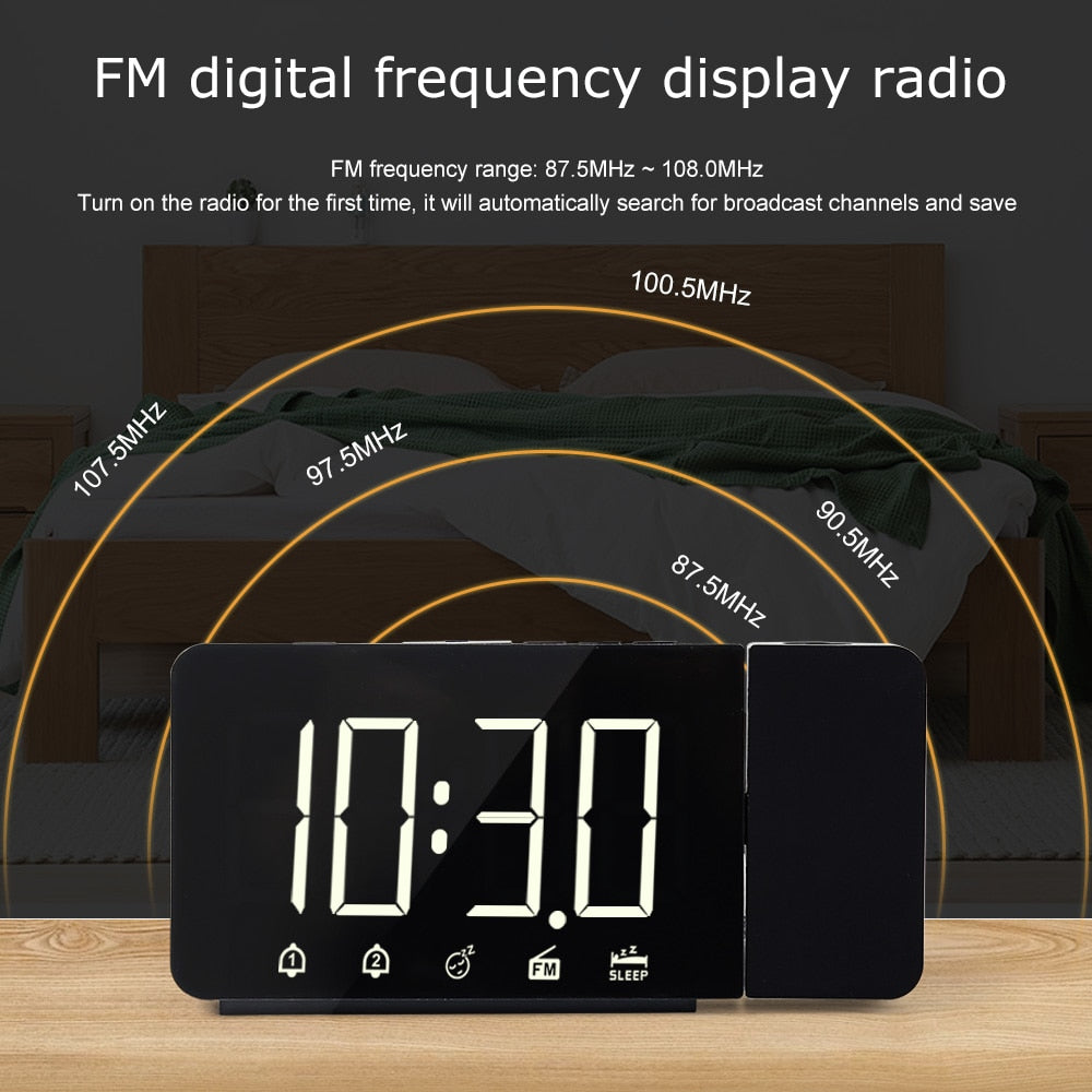 Radio Réveil Projection, Réveil Projecteur Plafond avec Radio FM Réveil  Snooze, Horloge à Projection avec Heure Température (Rouge)