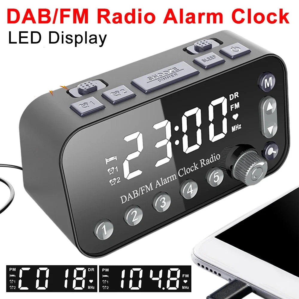 Reacher Radio-Réveil Dab & FM avec Recharge sans Fil - Alarmes Doubles Personnalisables