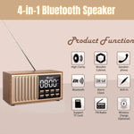 Radio Réveil Bois Rétro Bluetooth 2